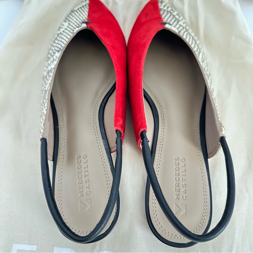 Mercedes Castillo Evetta Slingback Flats in Red + Snake Print | 8M EUR 38 | NWOT - Picture 9 of 13